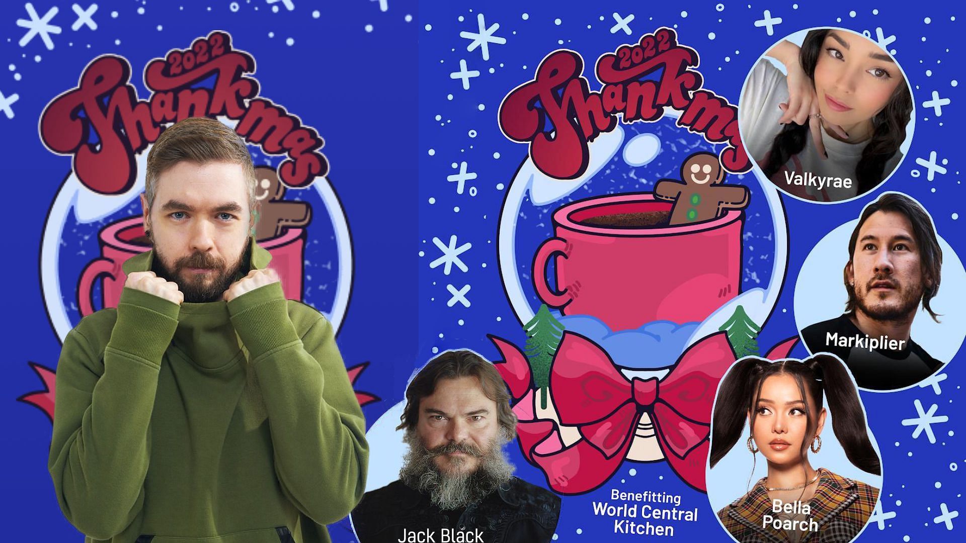 Thankmas JackSepticEye reveals celebrity guest list for this years Thankmas fundraiser, including Bella Poarch, Jack Black, Valkyrae, and others