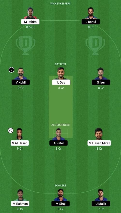 IND vs BAN Dream11 Prediction Team, Head To Head League