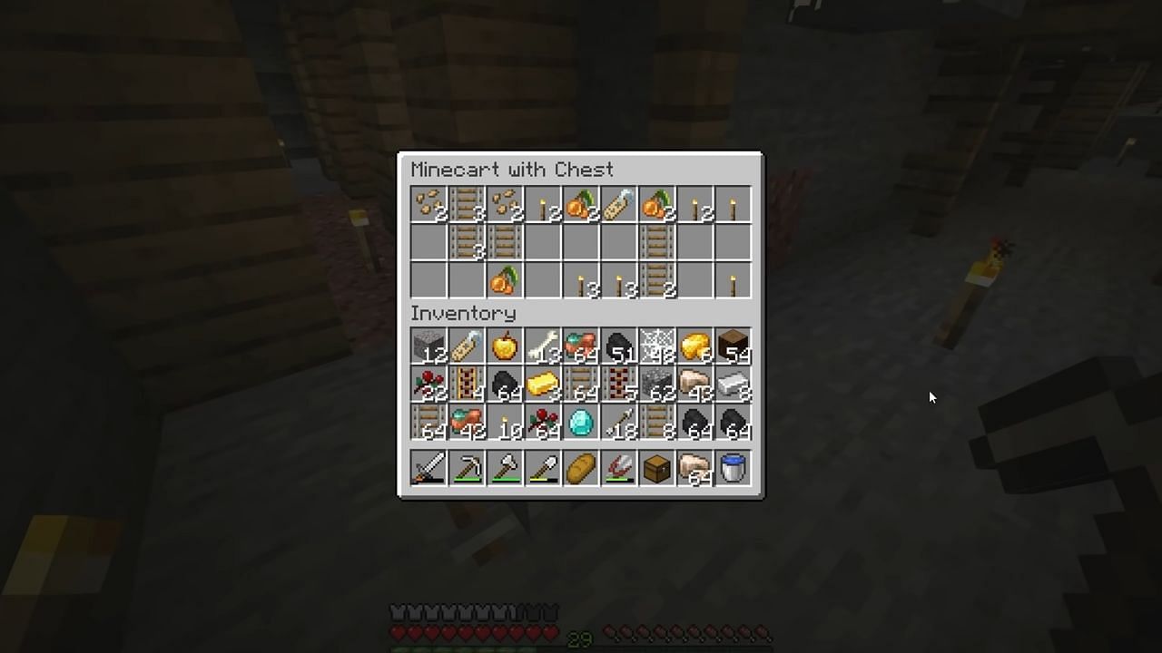 Mineshaft features chests with great loot in Minecraft (Image via wattles/YouTube)