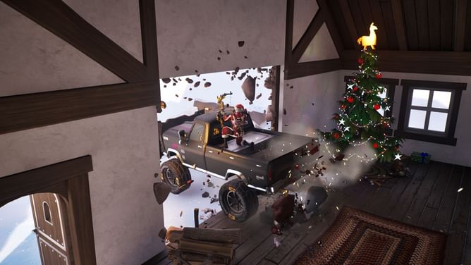 How to run over holiday decorations with vehicles in Fortnite