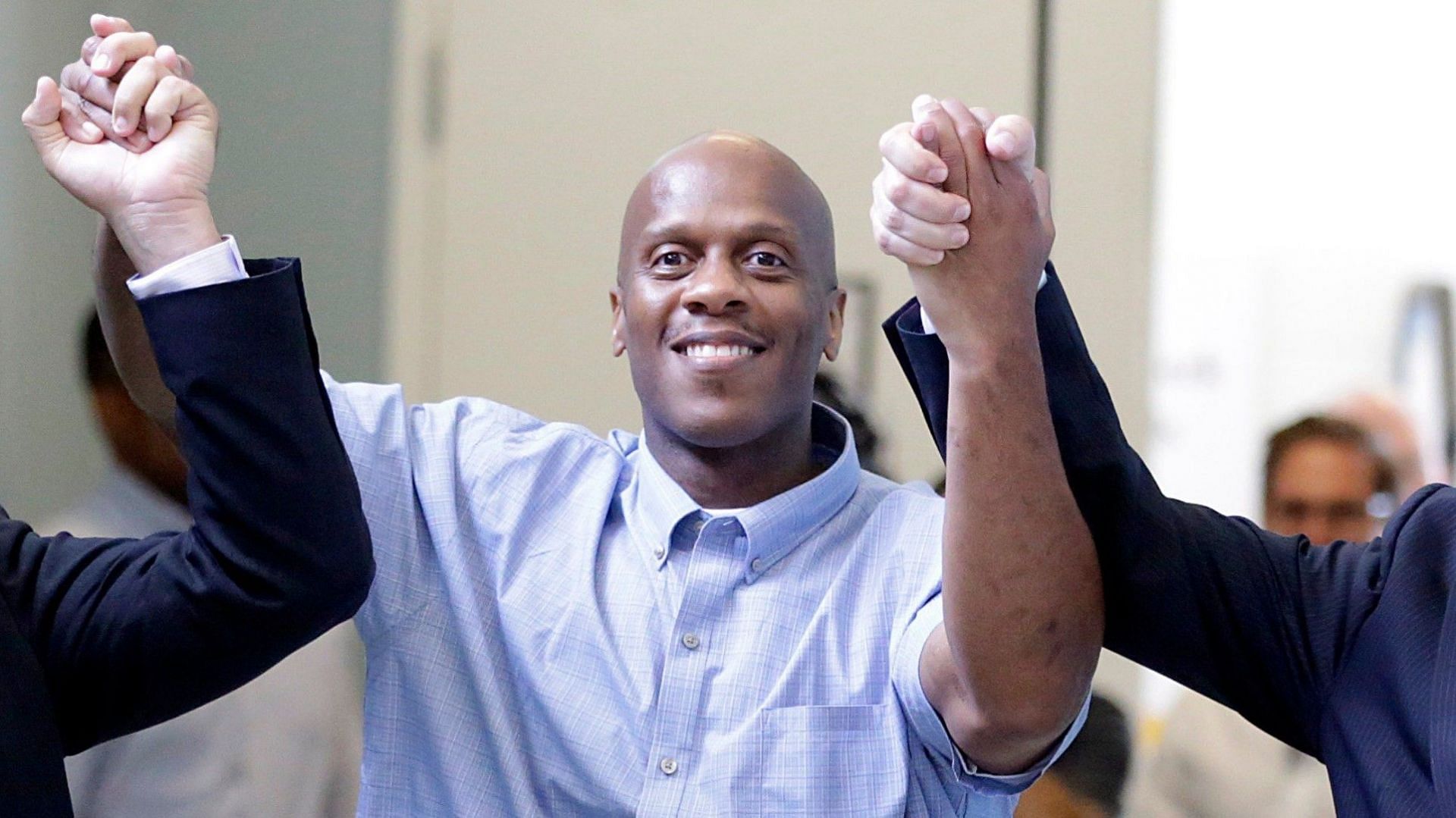 Corey Atchison after his retrial (Image via @mikesimonsphoto/Twitter)
