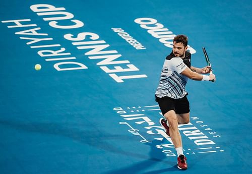 Wawrinka of Switzerland in action during day one of the Diriyah Tennis Cup Riyadh