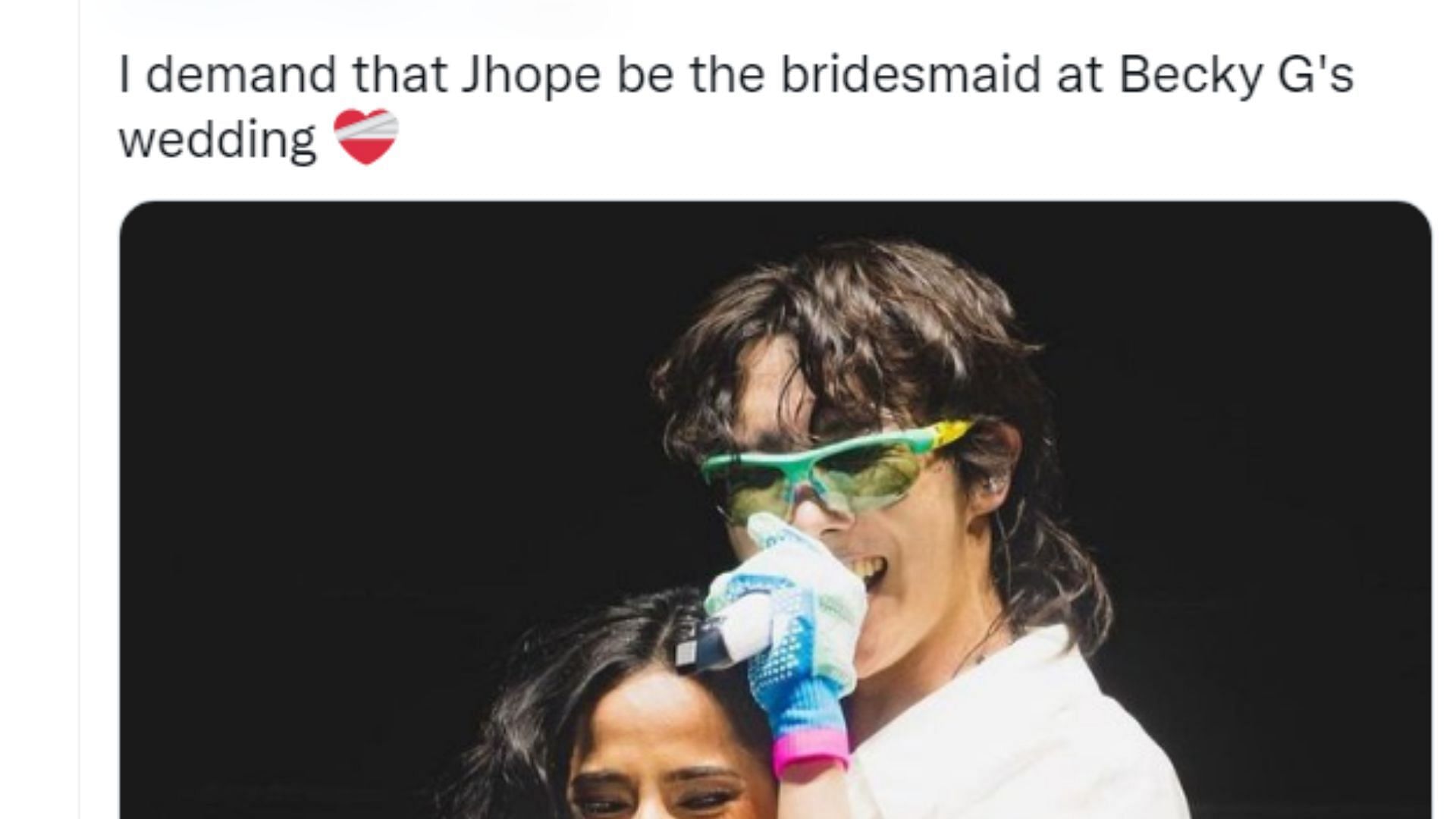 Hobi reacts to Becky G&#039;s proposal (Image via Twitter)