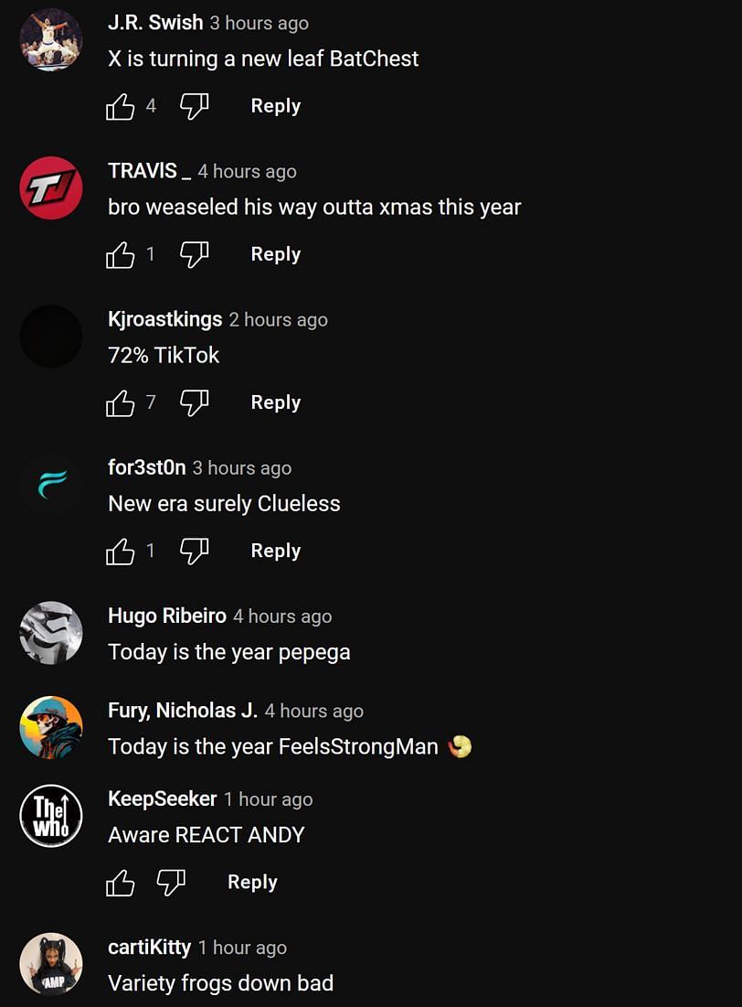 Fans in the YouTube comments provide their take on the streamer&#039;s Steam Replay 2022 (Image via xQc Clips/YouTube)