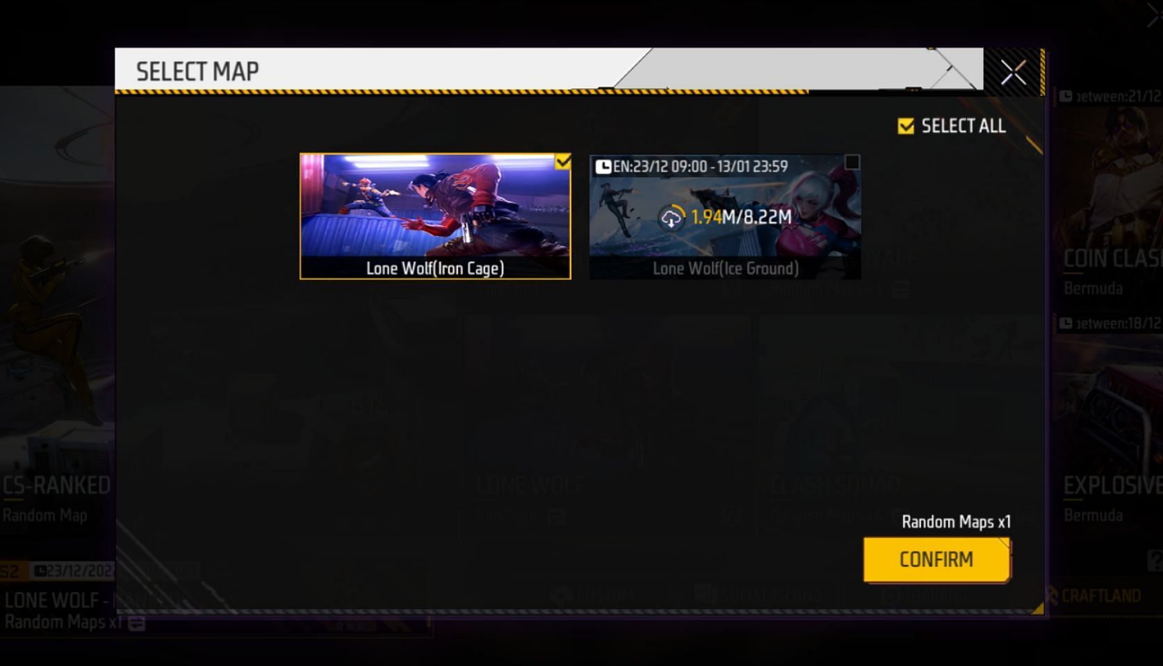 You can access Lone Wolf via the game mode section Free Fire MAX (Image via Garena)