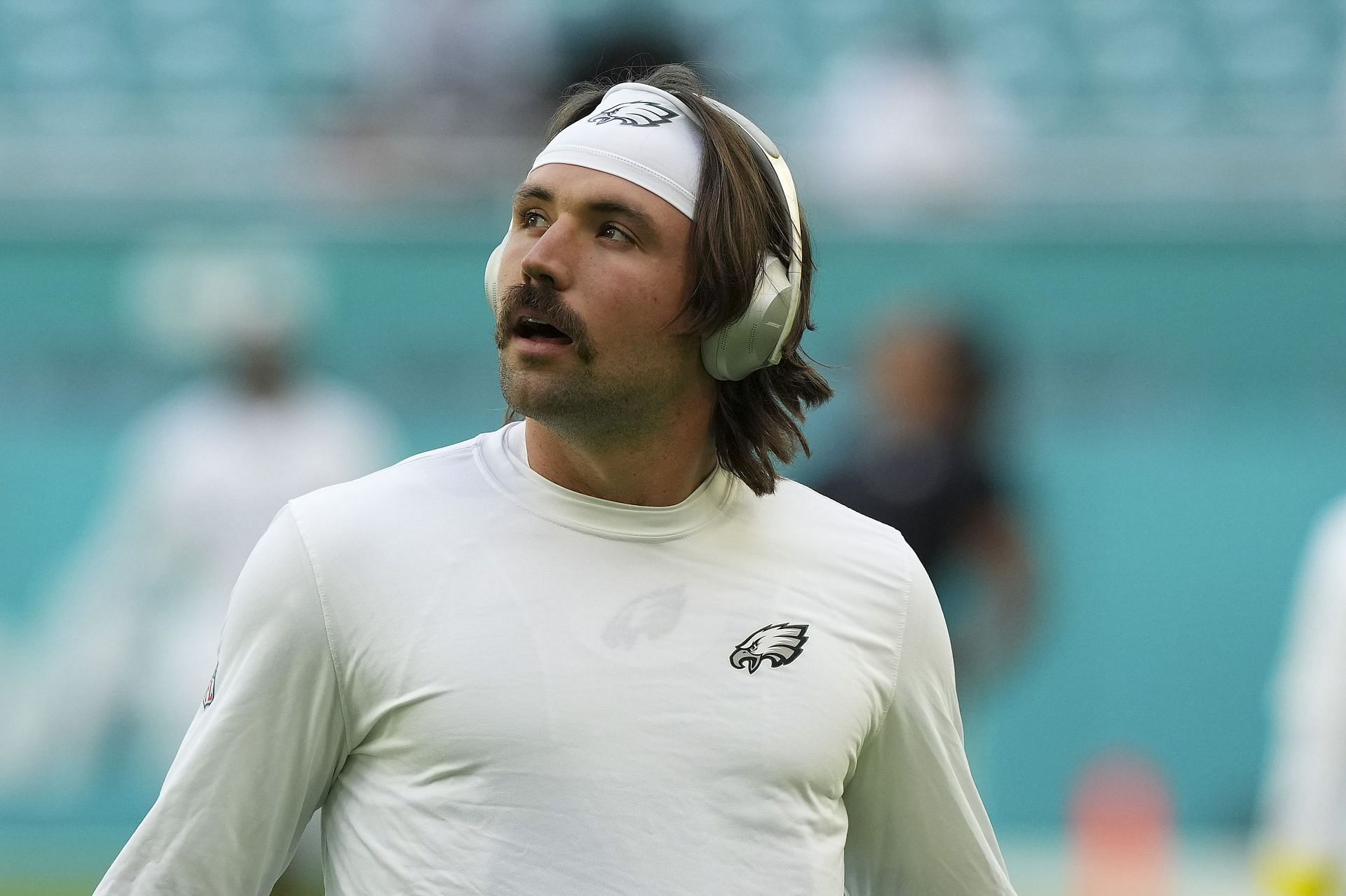 Gardner Minshew of the Philadelphia Eagles during warmups before the start of the game against the Miami Dolphins