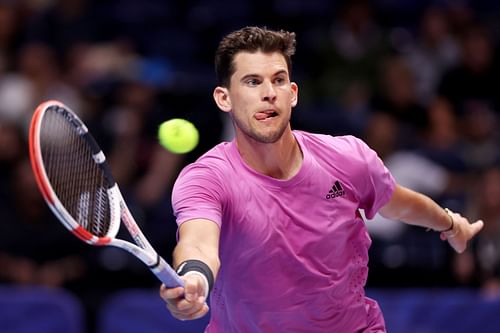 Dominic Thiem during his World Tennis League match