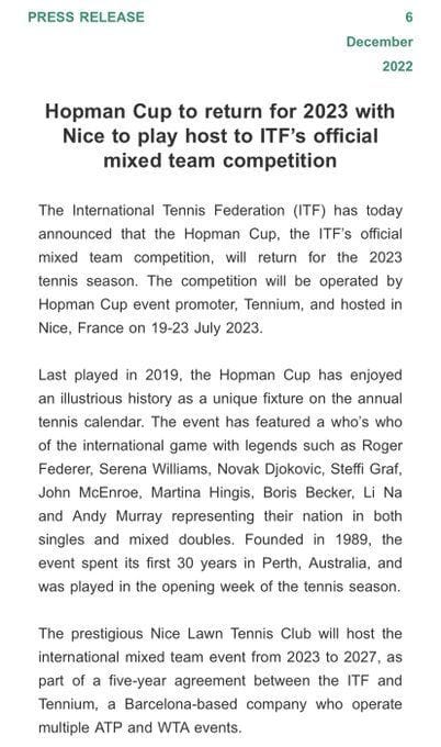 Tennis: "Hopman Cup about to become Flopman Cup" - Tennis fans furious ...
