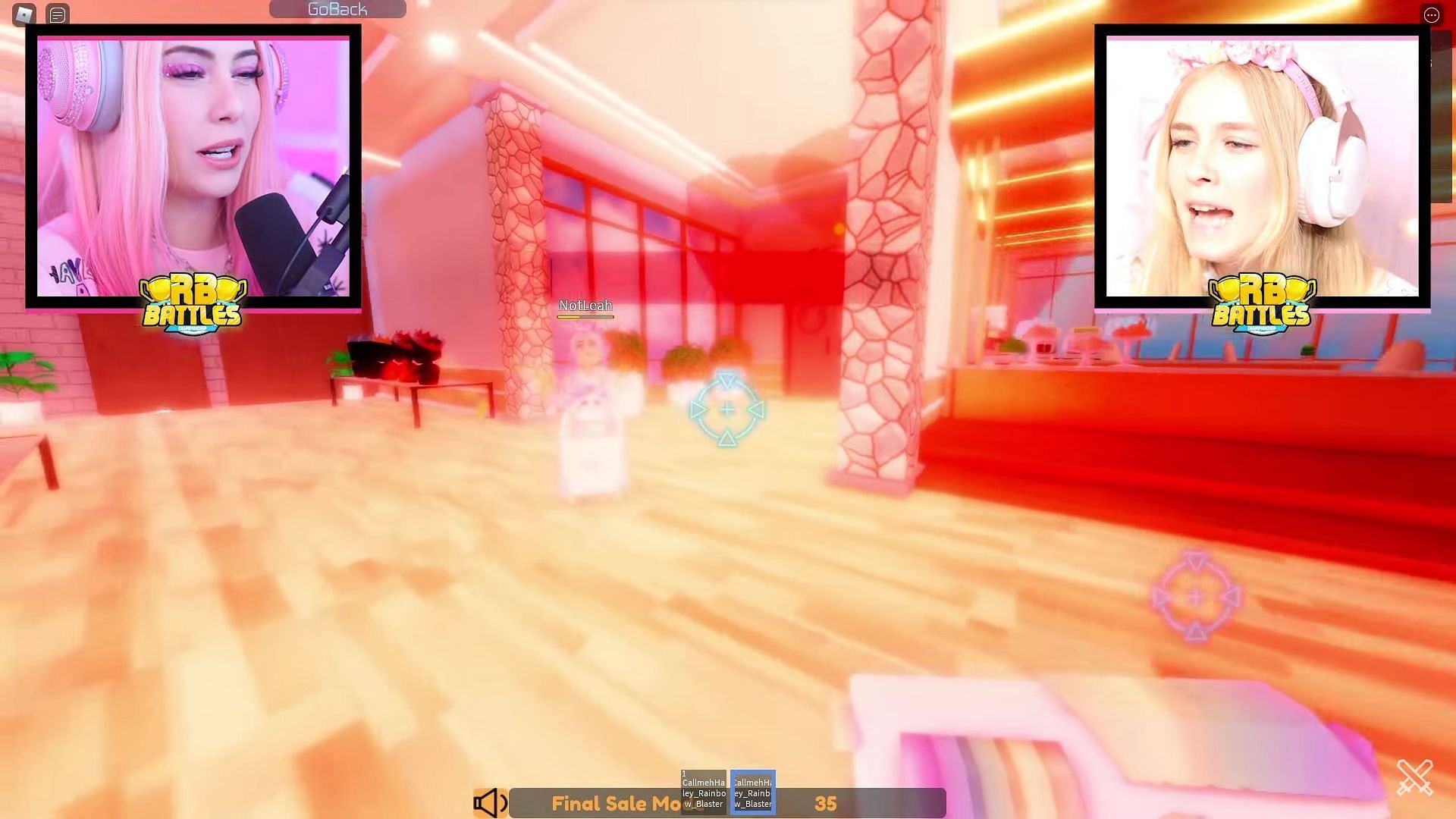 The Final Sales Mode between Leah Ashe and iamSanna (Image via Roblox Battles YouTube)