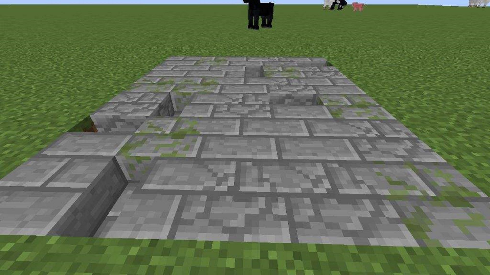 A stone brick floor pattern in Minecraft (Image via The Technical Minecrafter/Amino Apps)