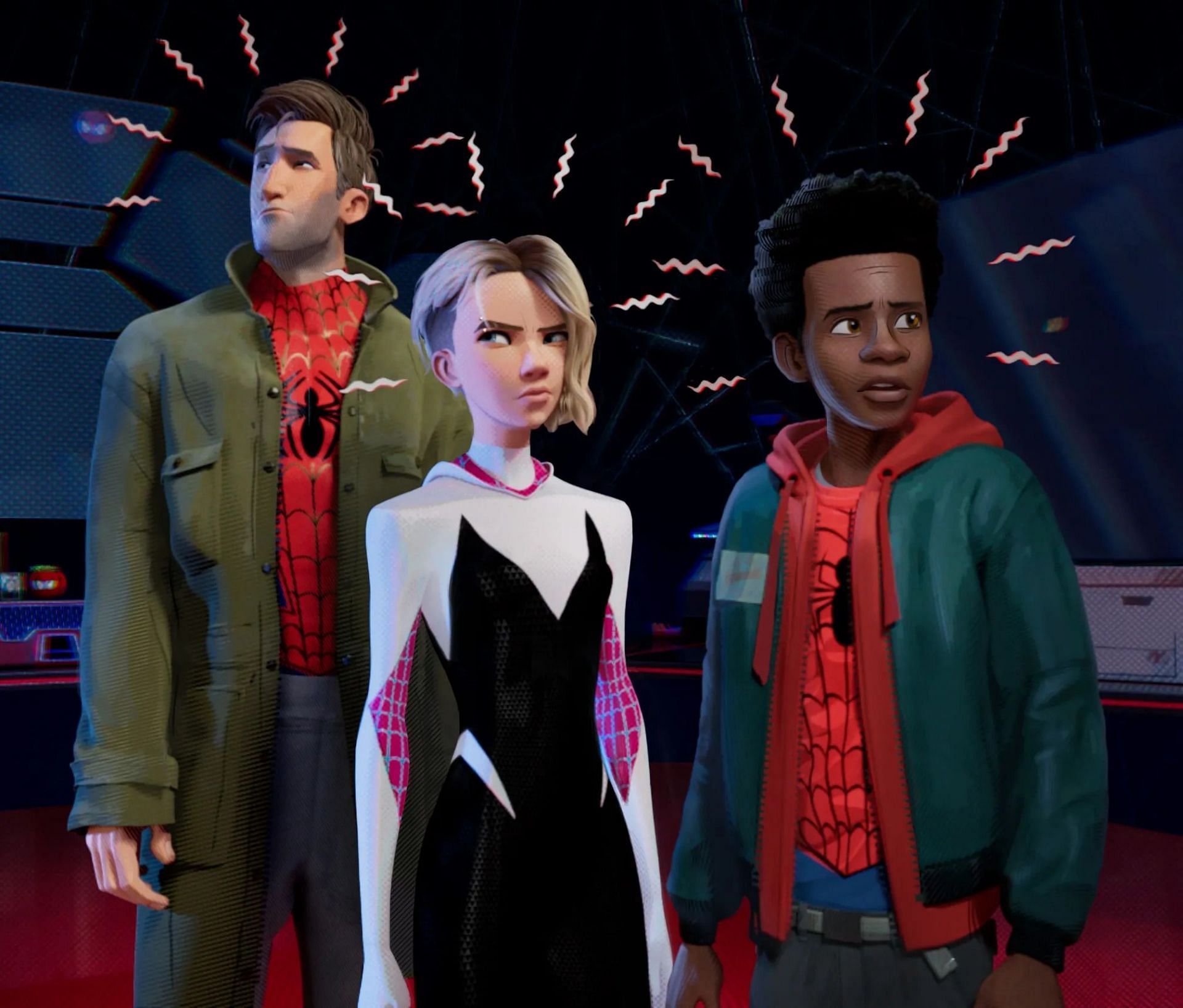 Peter B. Parker, Gwen Stacy, and Miles Morales (Image via Sony)