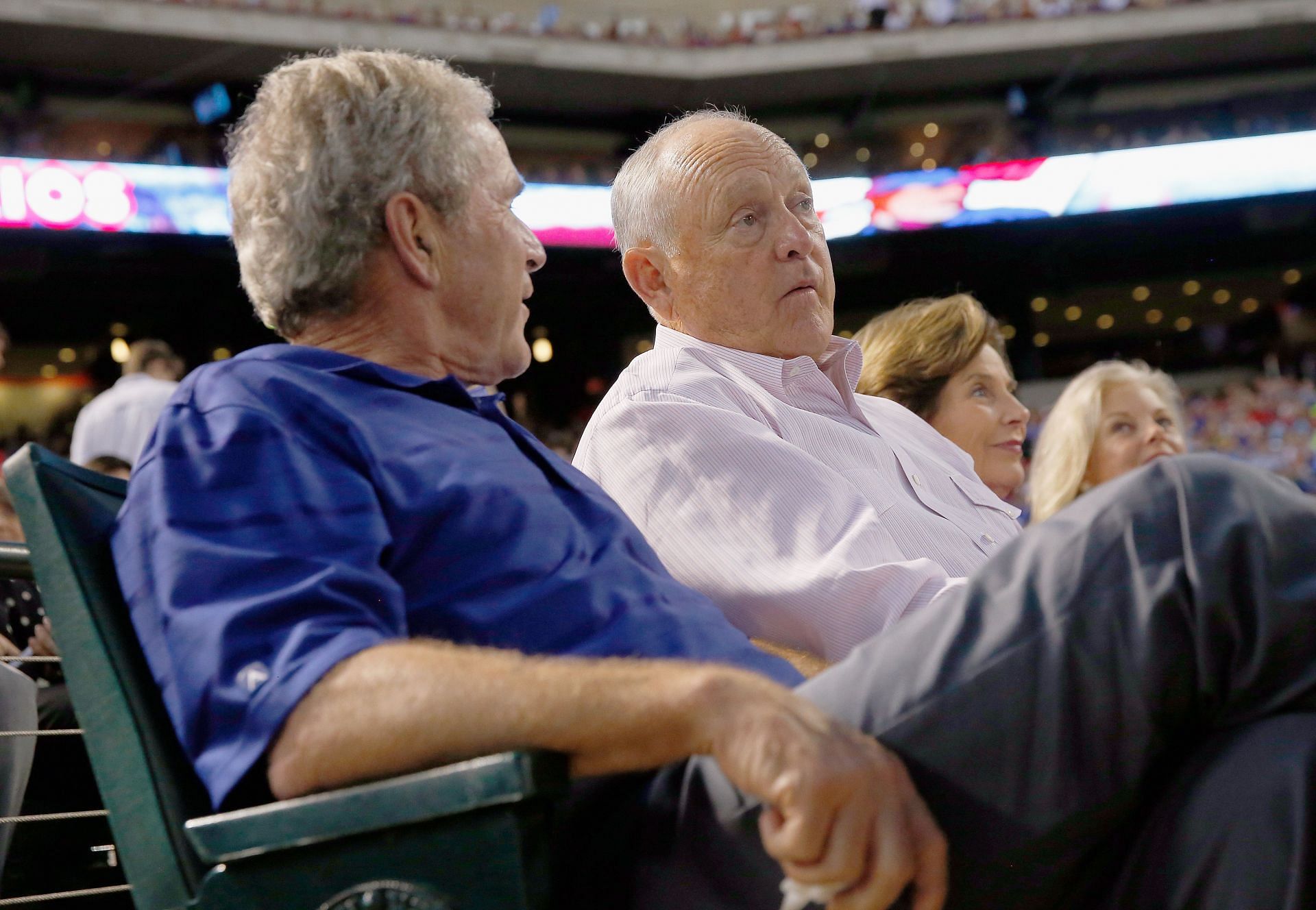 Nolan Ryan and George Bush at a Rangers game