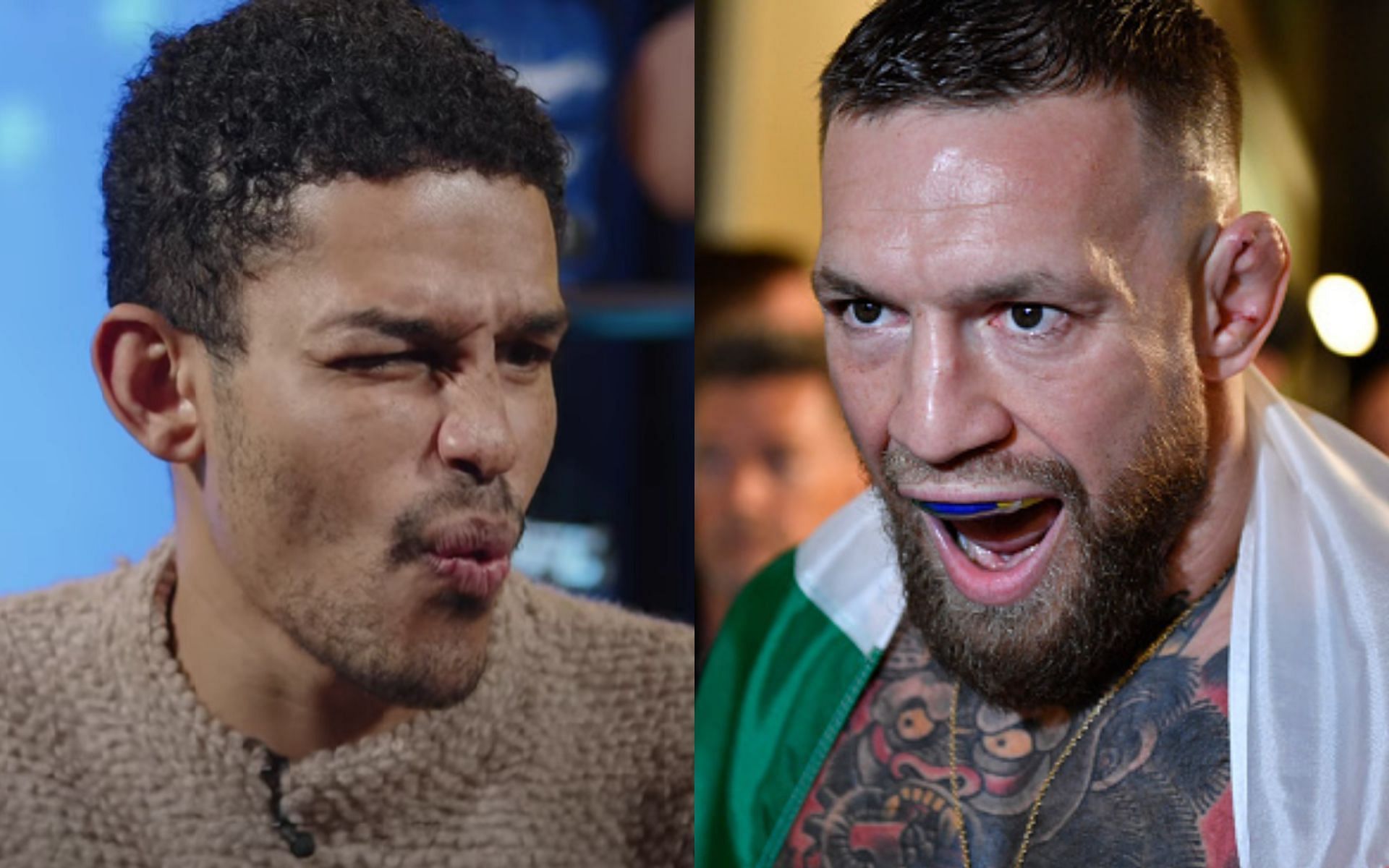 Jordan Thomas (left. Image credit: FightFront on YouTube), Conor McGregor (right)