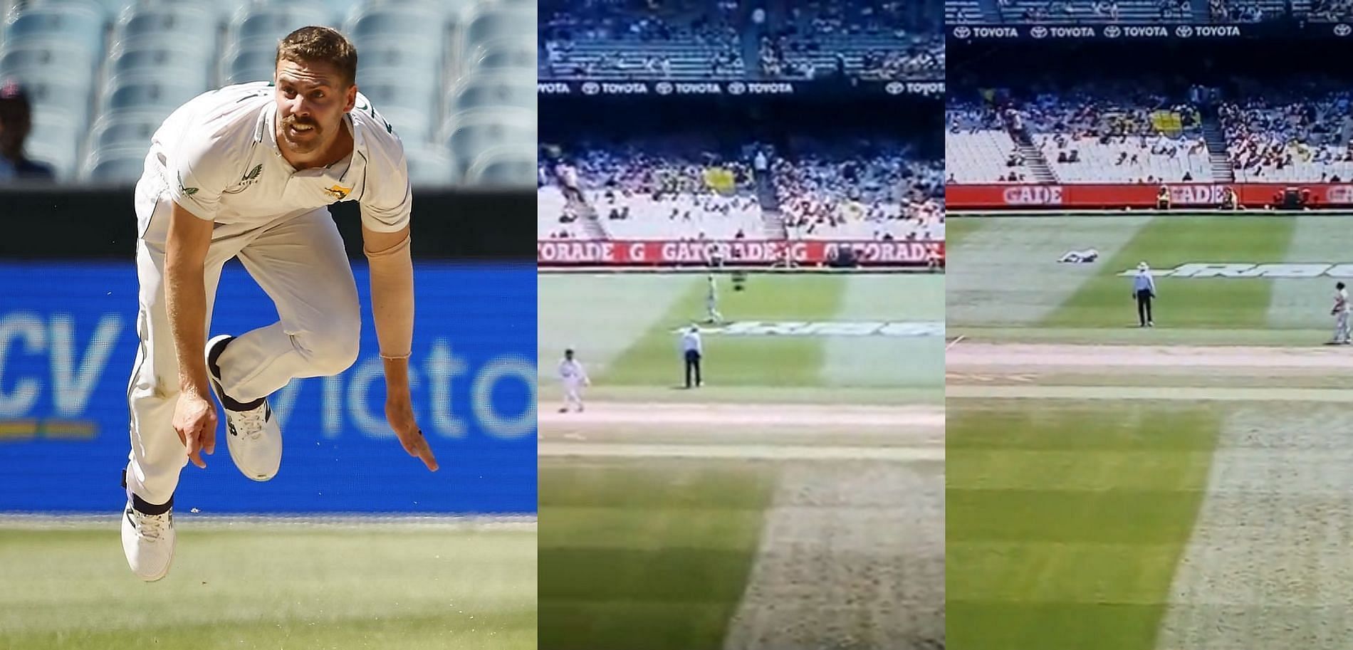 Anrich Nortje was knocked down by a spider-cam during the Boxing Day Test.
