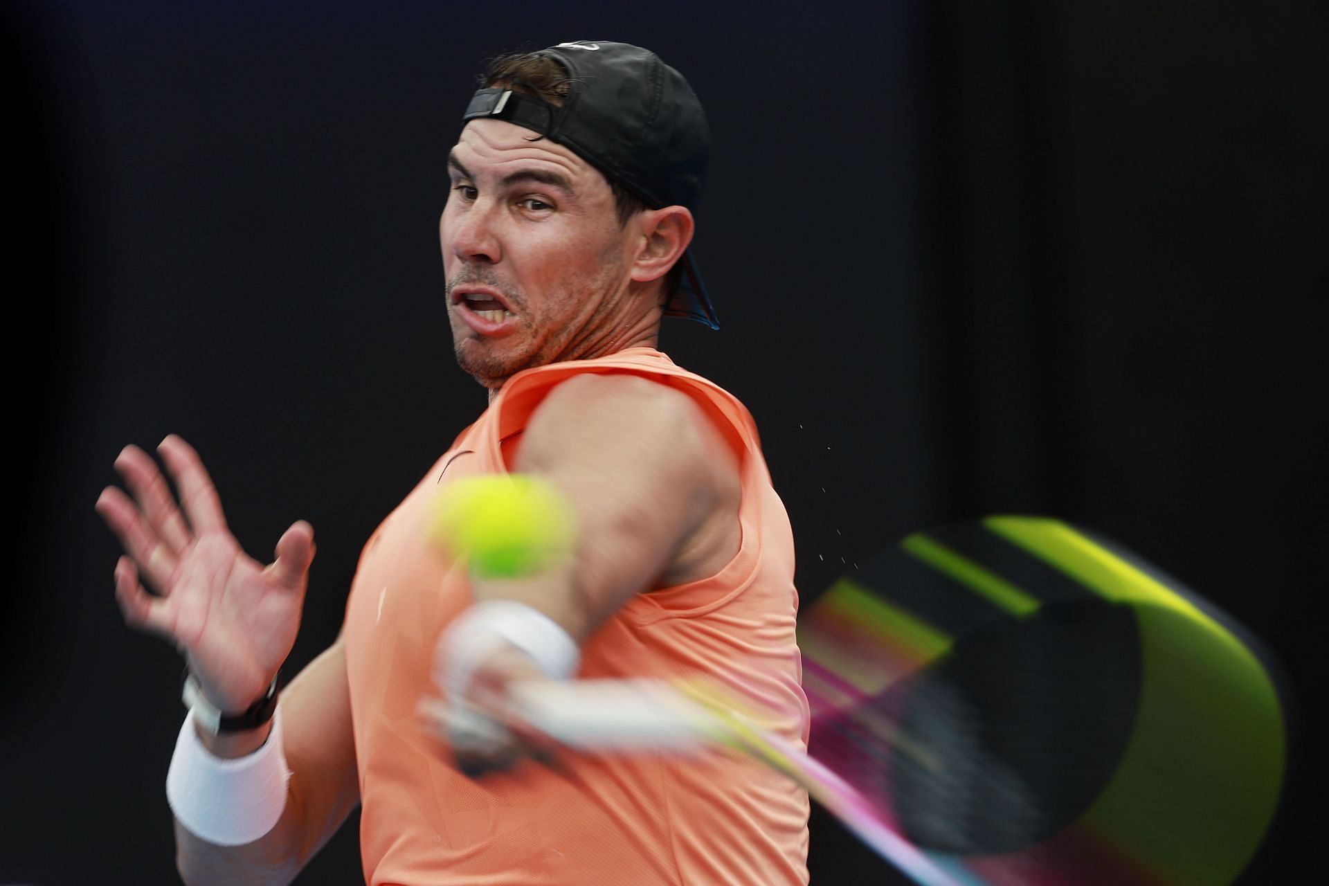 Rafael Nadal practicing in Sydney ahead of the United Cup