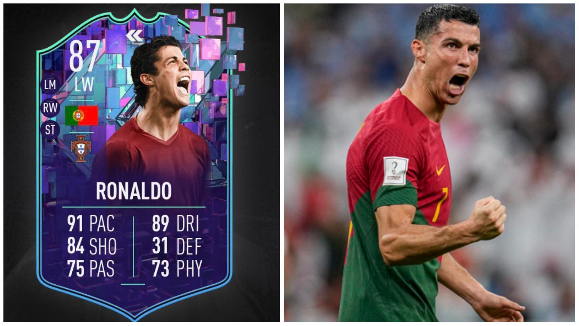 Flashback Cristiano Ronaldo is live in FIFA 23 (Images via EA Sports and Getty Images)