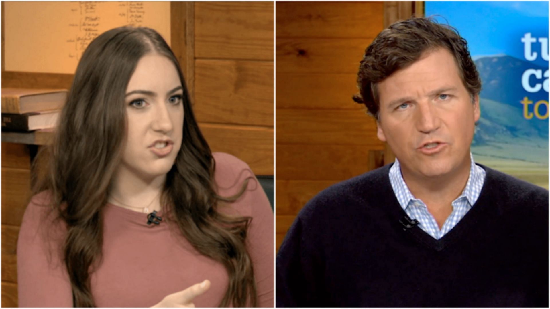 Screengrab from the interview with the woman behind the TikTok page on Tucker Carlson Today (Image via Twitter/TuckerToday)