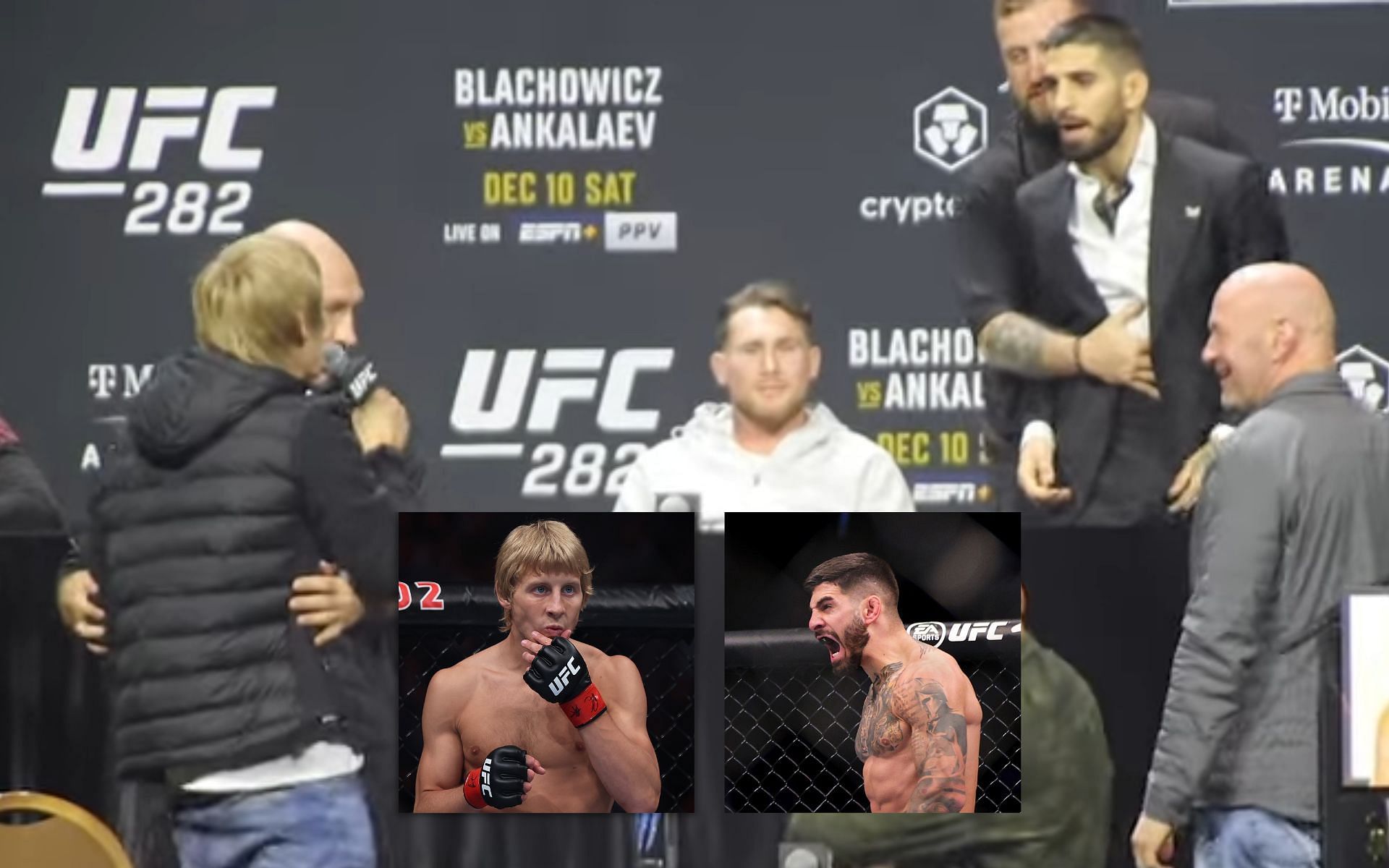 UFC 282 presser, Paddy Pimblett (left) and Ilia Topuria (right) [Images via TheMacLife on YouTube and Getty]