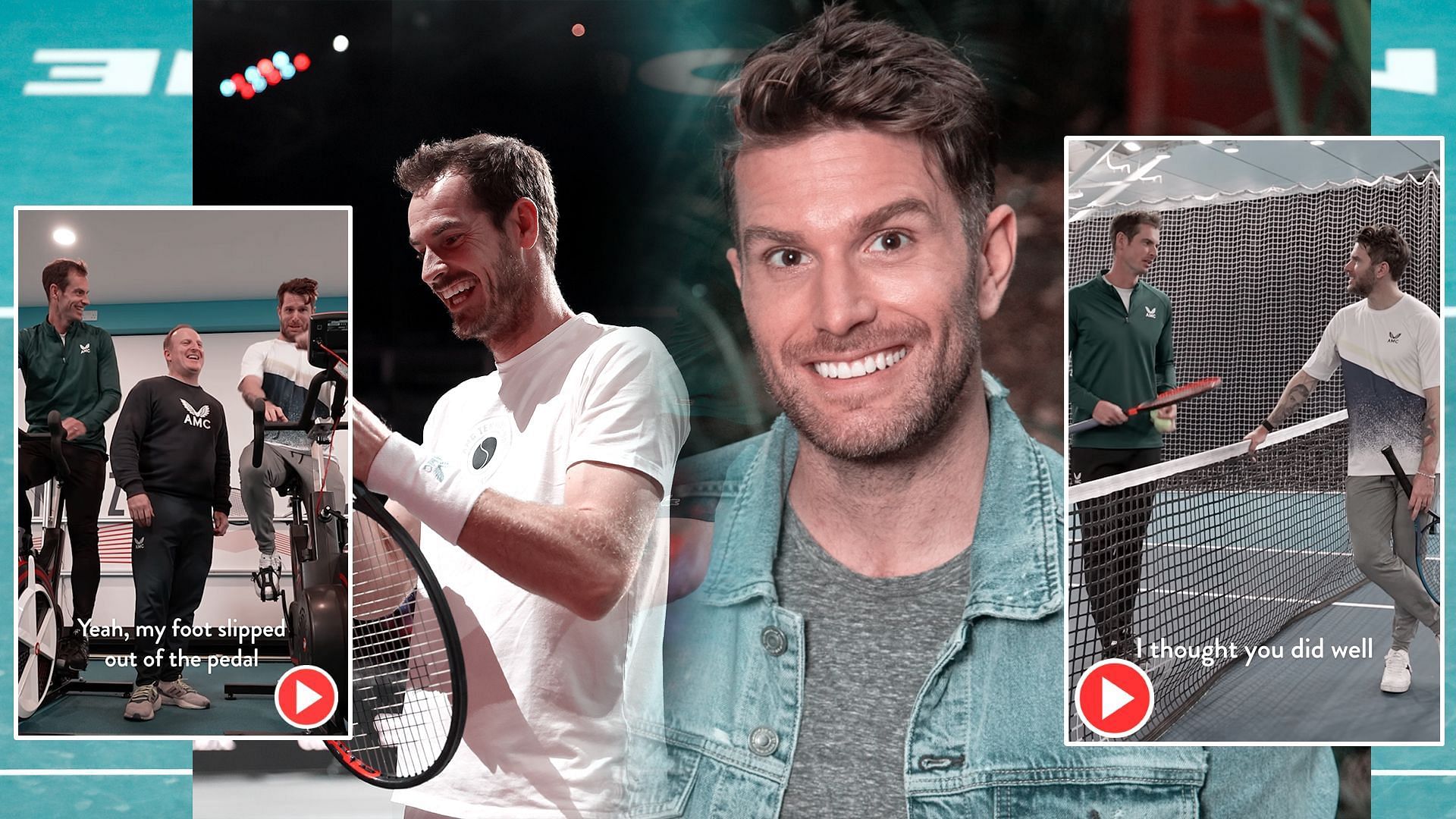 Andy Murray and Joel Dommett engaged in a fun session on the tennis court 