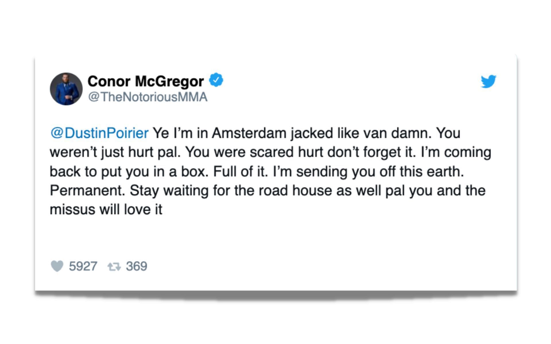 Conor McGregor&#039;s now-deleted tweet