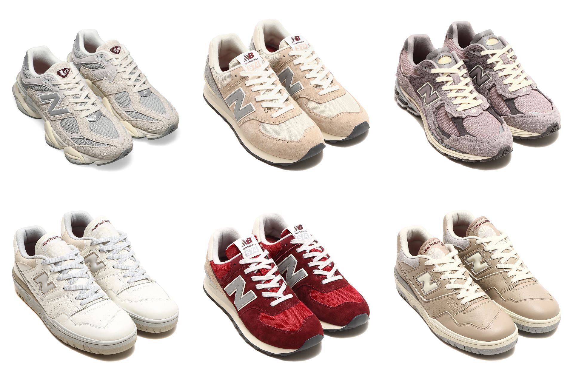 The upcoming New Balance &quot;Lunar New Year&quot; 8-piece footwear collection features makeovers upon 574, 2002R, 550, and 9060 silhouettes (Image via Sportskeeda)
