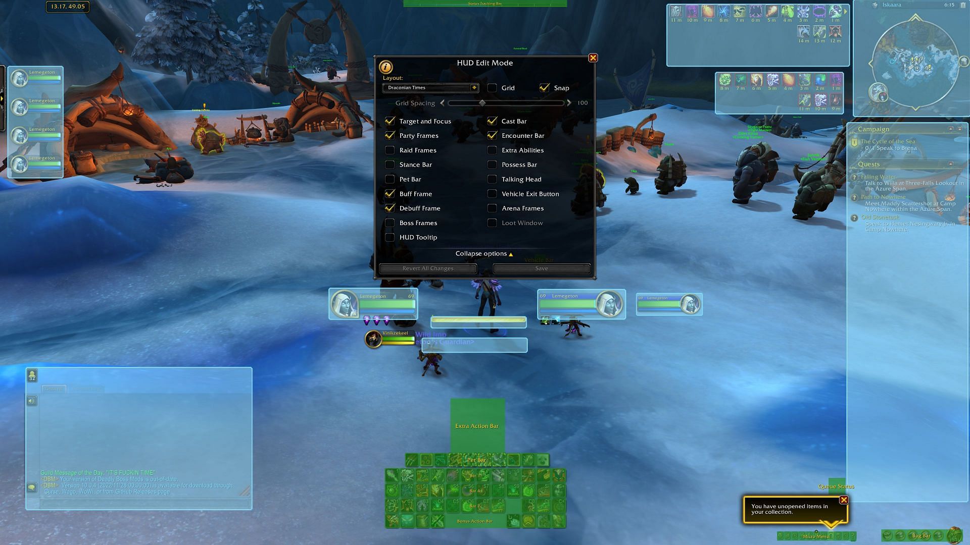 The Edit Mode will let you move or hide your Vigor bar in World of Warcraft: Dragonflight (Image via Blizzard Entertainment)