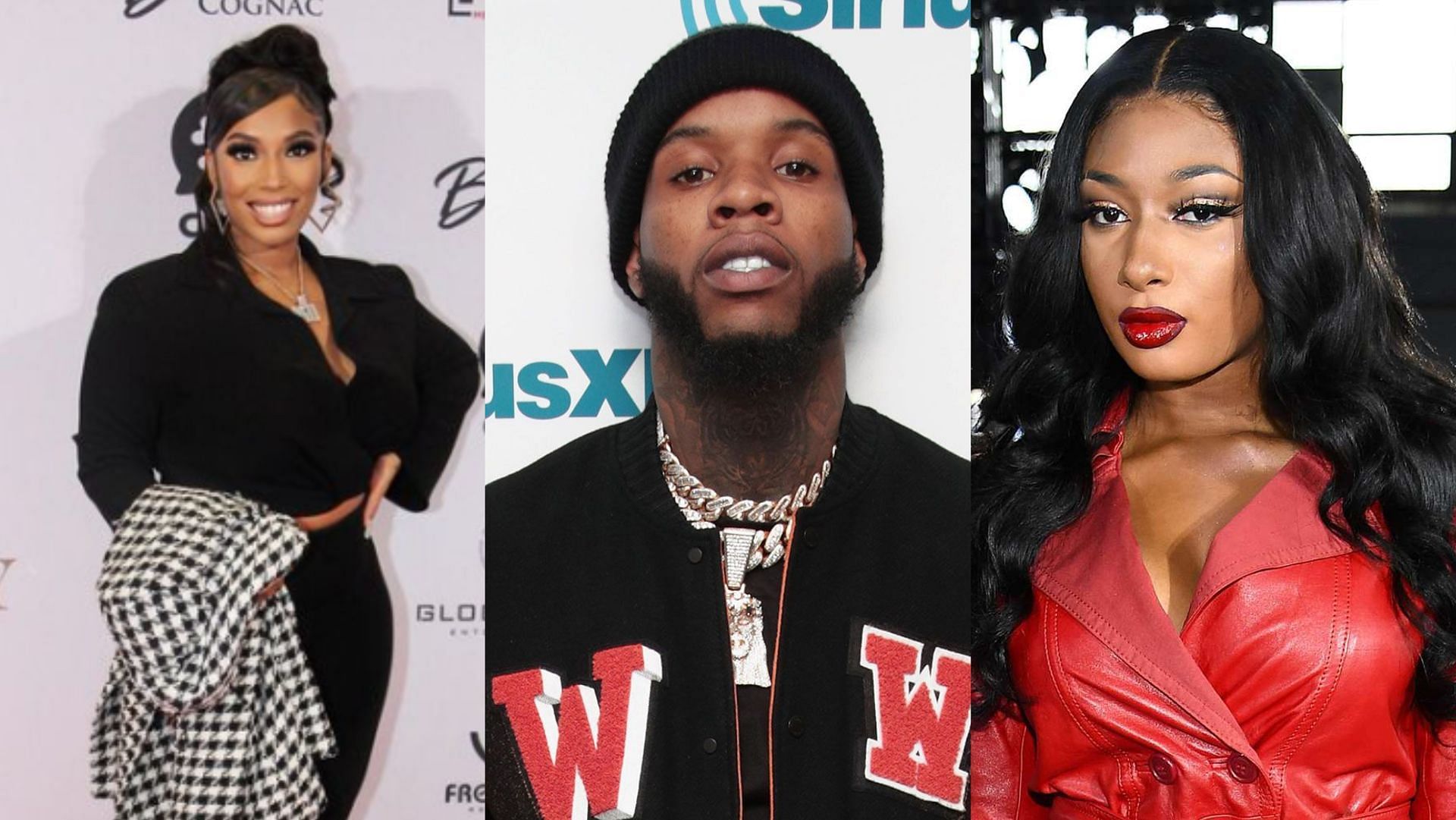 Megan Thee Stallion was allegedly &quot;jealous&quot; of Kylie Jenner and Tory Lanez. (Image via itskelseynicole_/Instagram, Cindy Ord/Getty, Dimitrios Kambouris/Getty )
