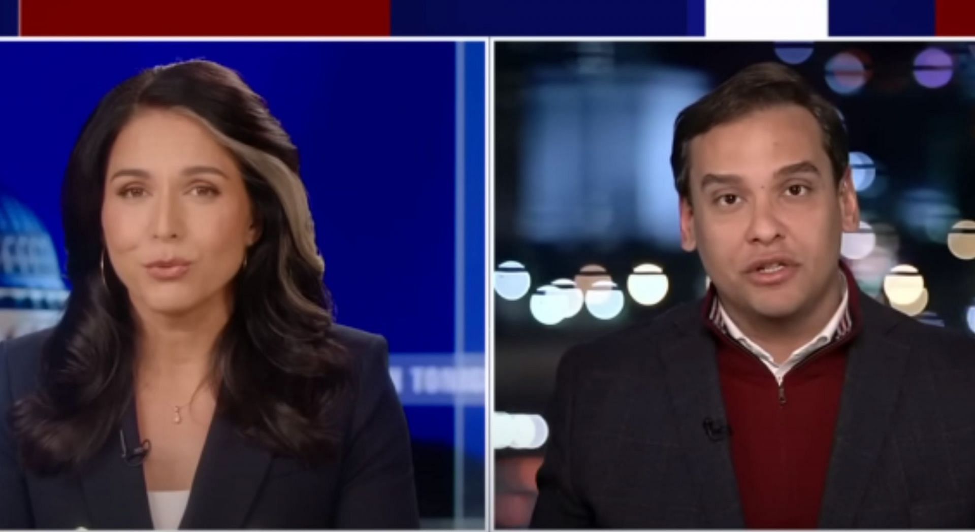 Netizens were left stunned as Tulsi Gabbard grilled George Santos during Fox interview (Image via YouTube/Tucker Carlson Tonight)