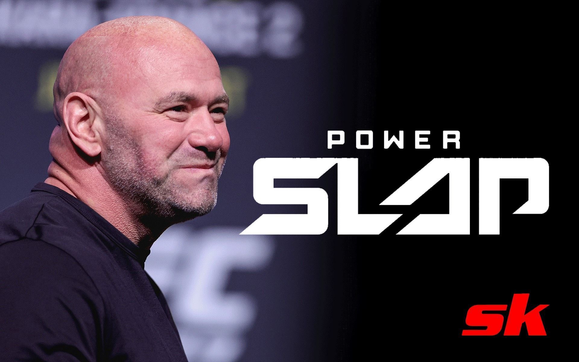 Dana White, Power Slap League logo [Image courtesy: Getty, @powerslap on Instagram]