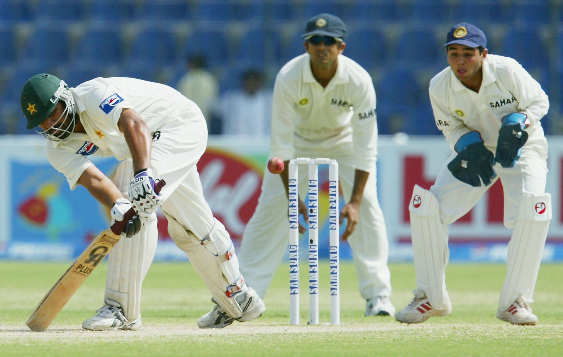 Former Pakistan captain Inzamam-ul-Haq bats in a Test match against India. Pic: Getty Images