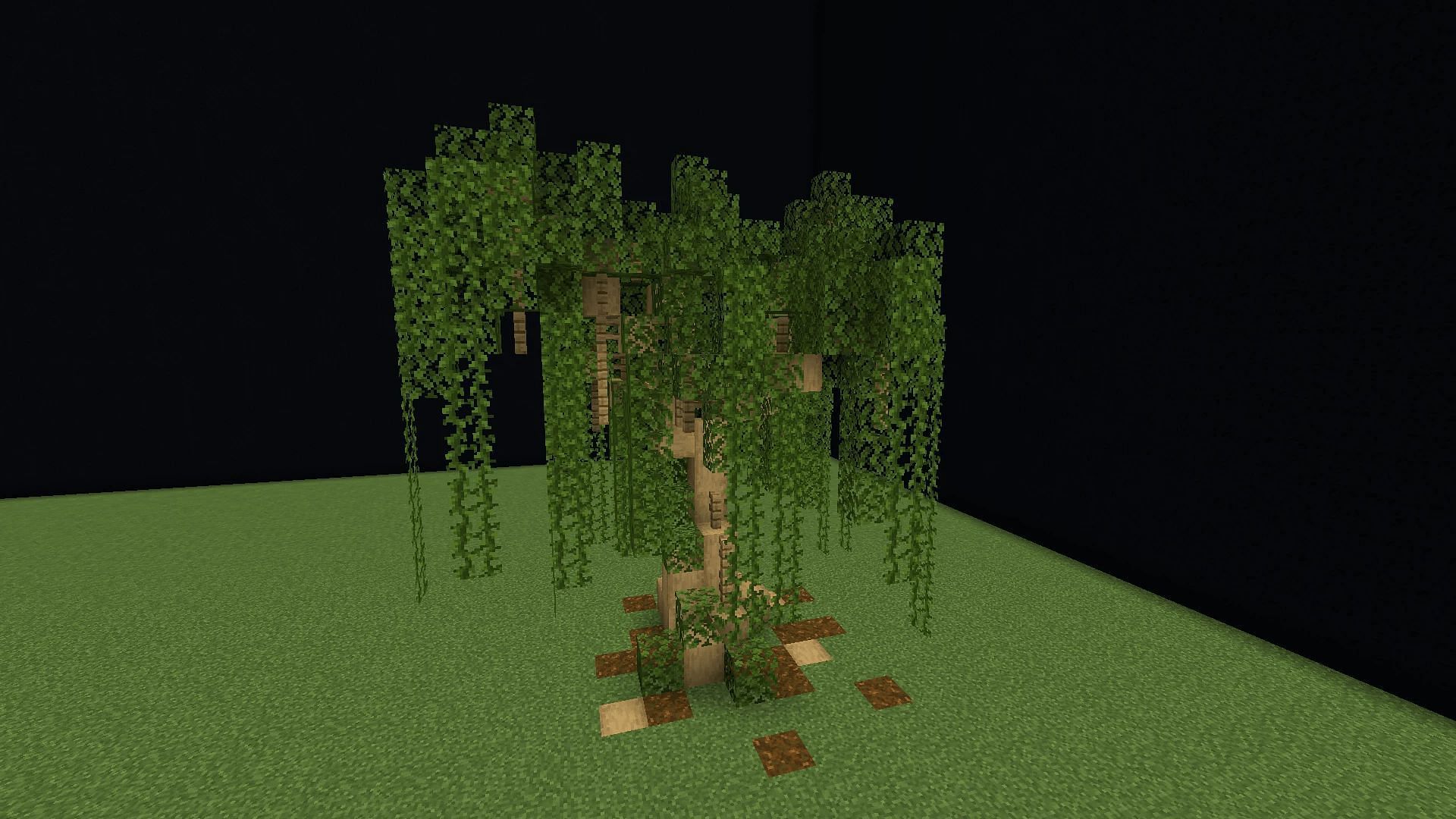 With a few extra vines, a player can make a hauntingly beautiful willow tree (Image via MichIsMe/Planet Minecraft)