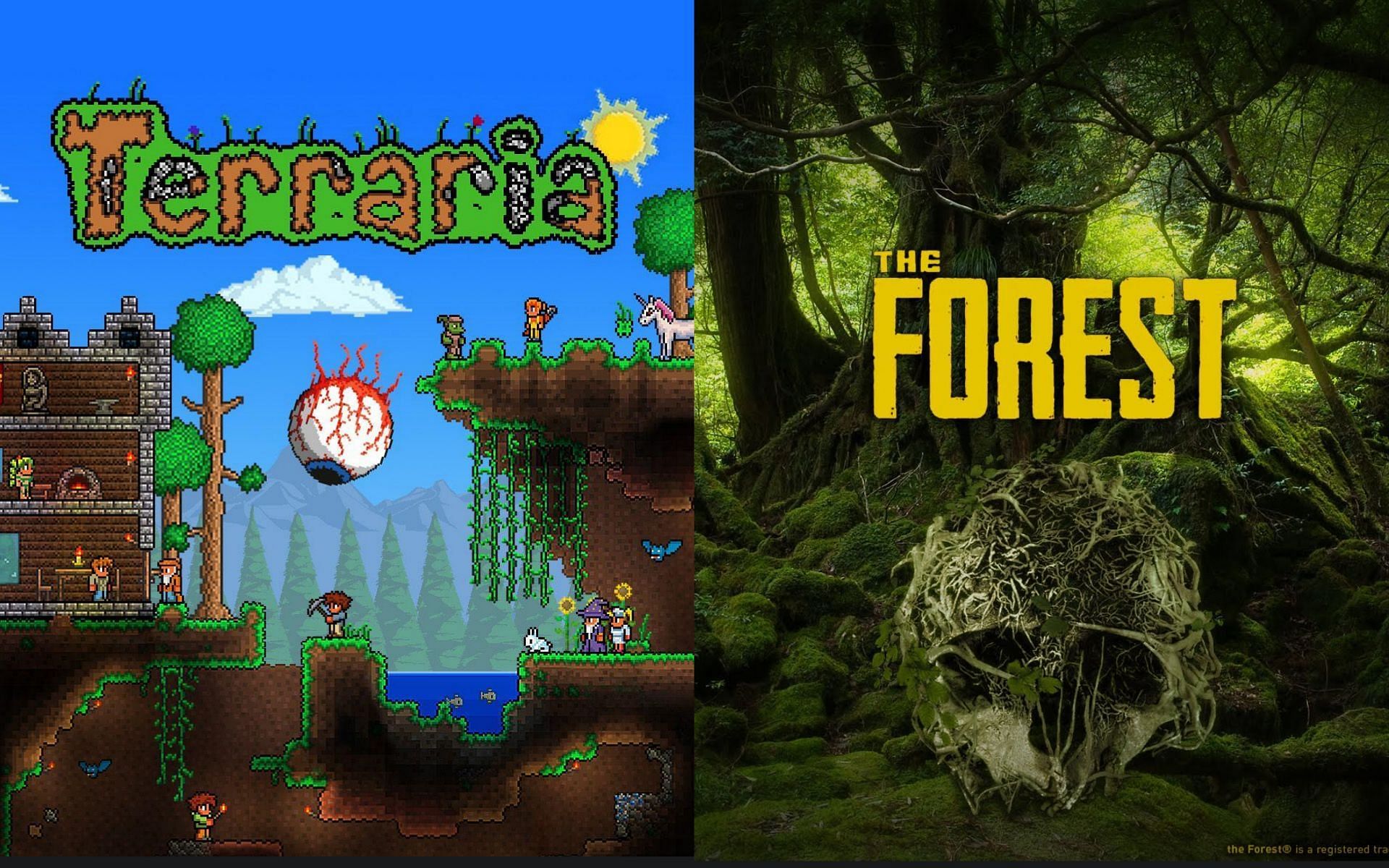 Terraria and The Forest are two great survival games on sale (Image via Relogic and 