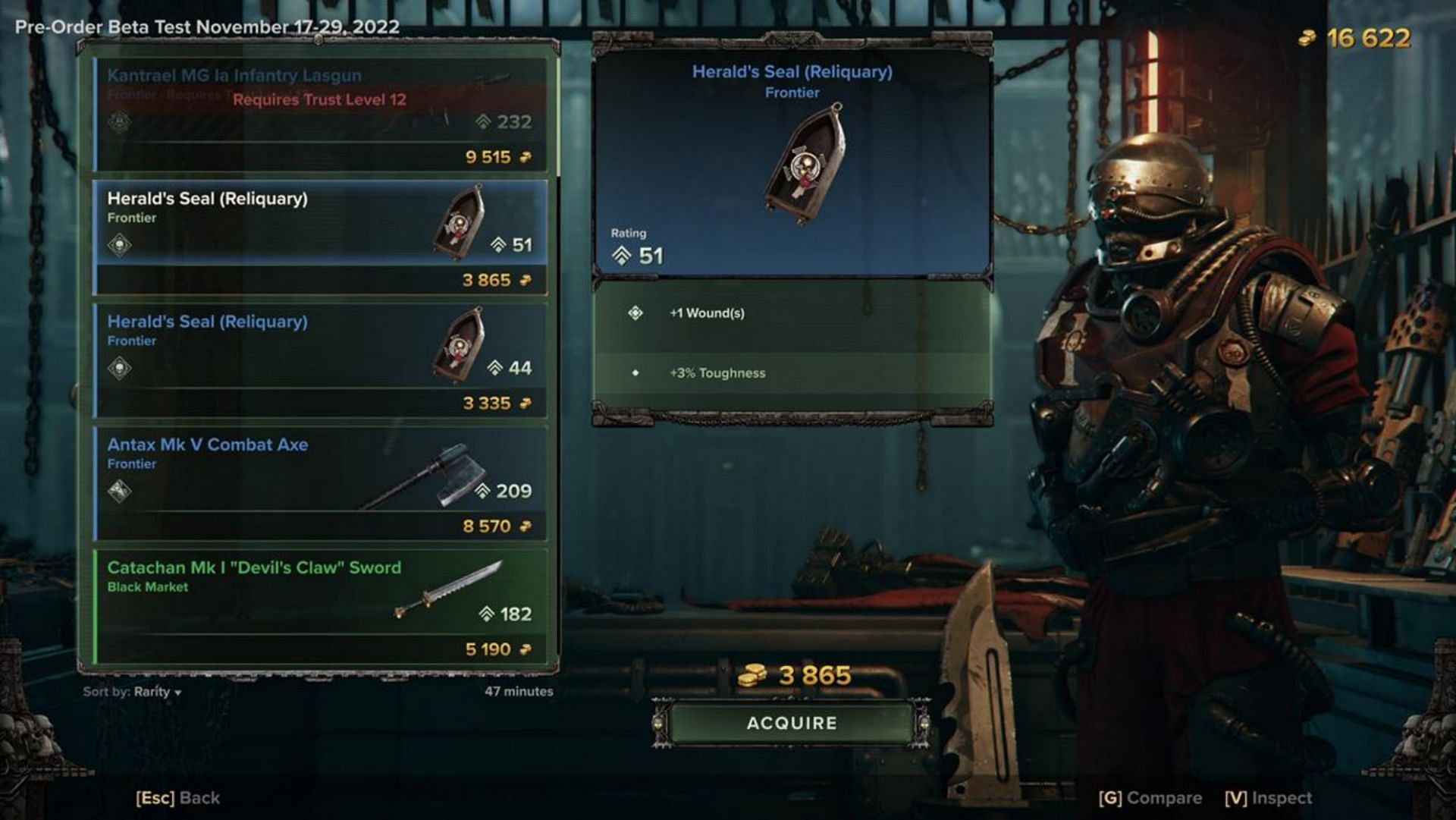 Within Warhammer 40K: Darktide, keep an eye out for items that offer more Wounds (Image via Fatshark Games)