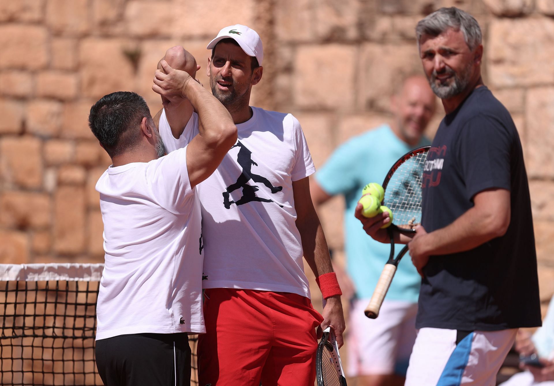 Novak Djokovic and Goran Ivanisevic (R) at the Rolex Monte-Carlo Masters - Day One.