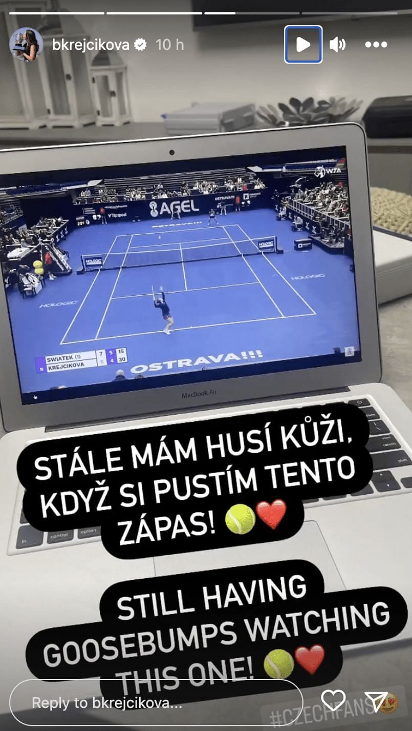 Krejcikova&#039;s Instagram story