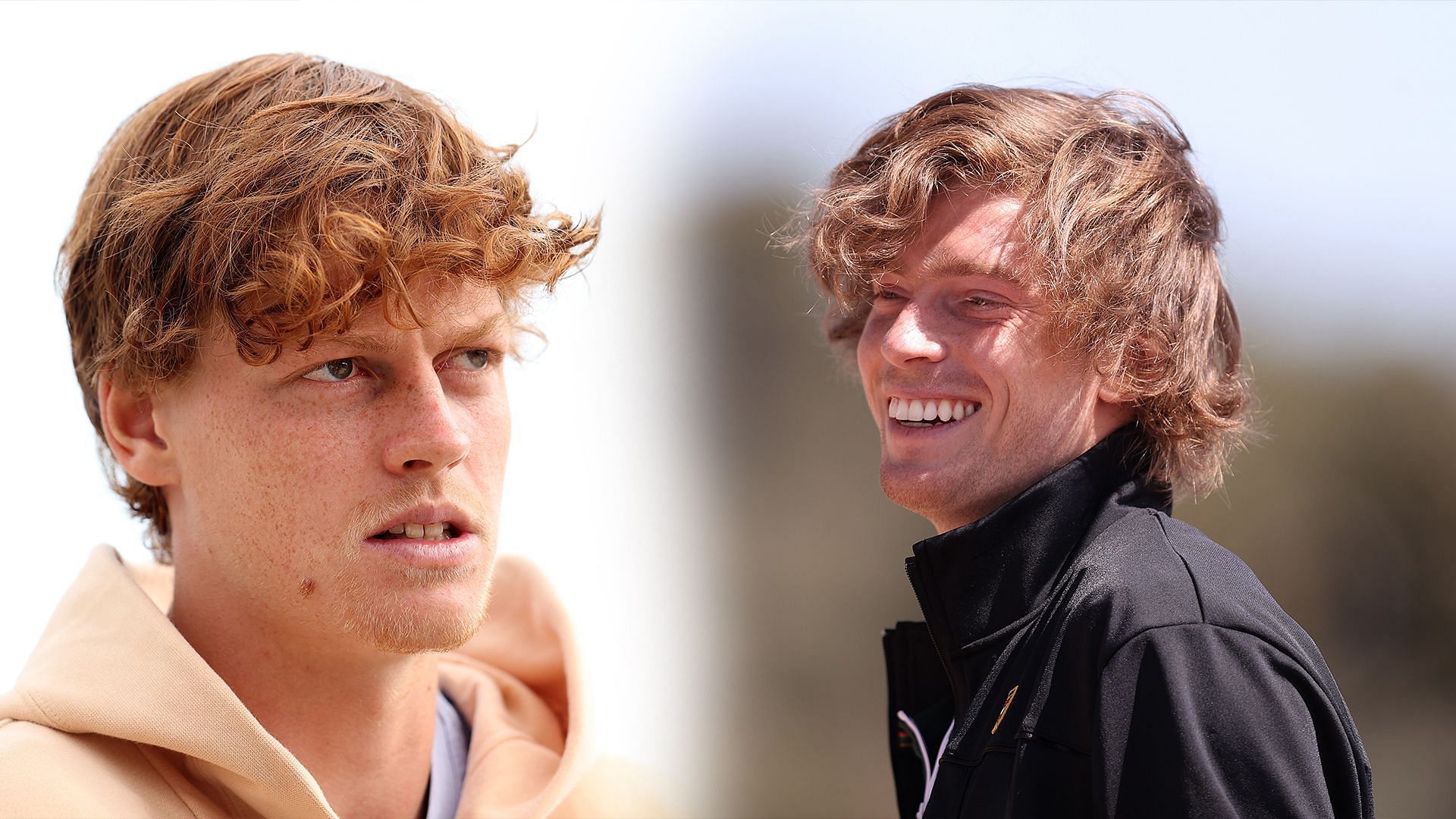 Jannik Sinner(L) and Andrey Rublev(R)