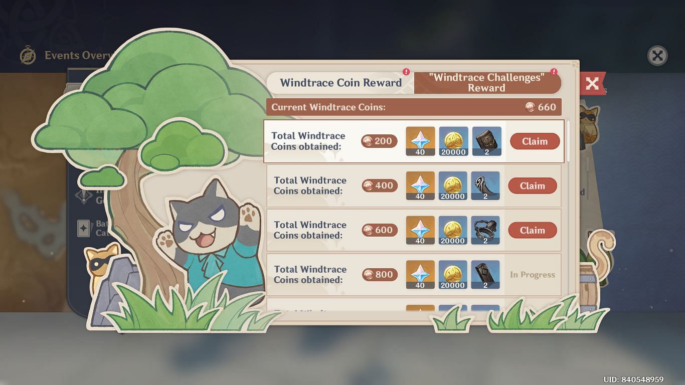 Win 420 Primogems rewards by participating in Windtrace (Image via HoYoverse)