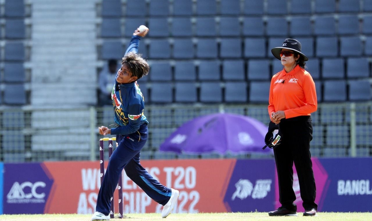 Gayathri Venugopalan umpiring during a match