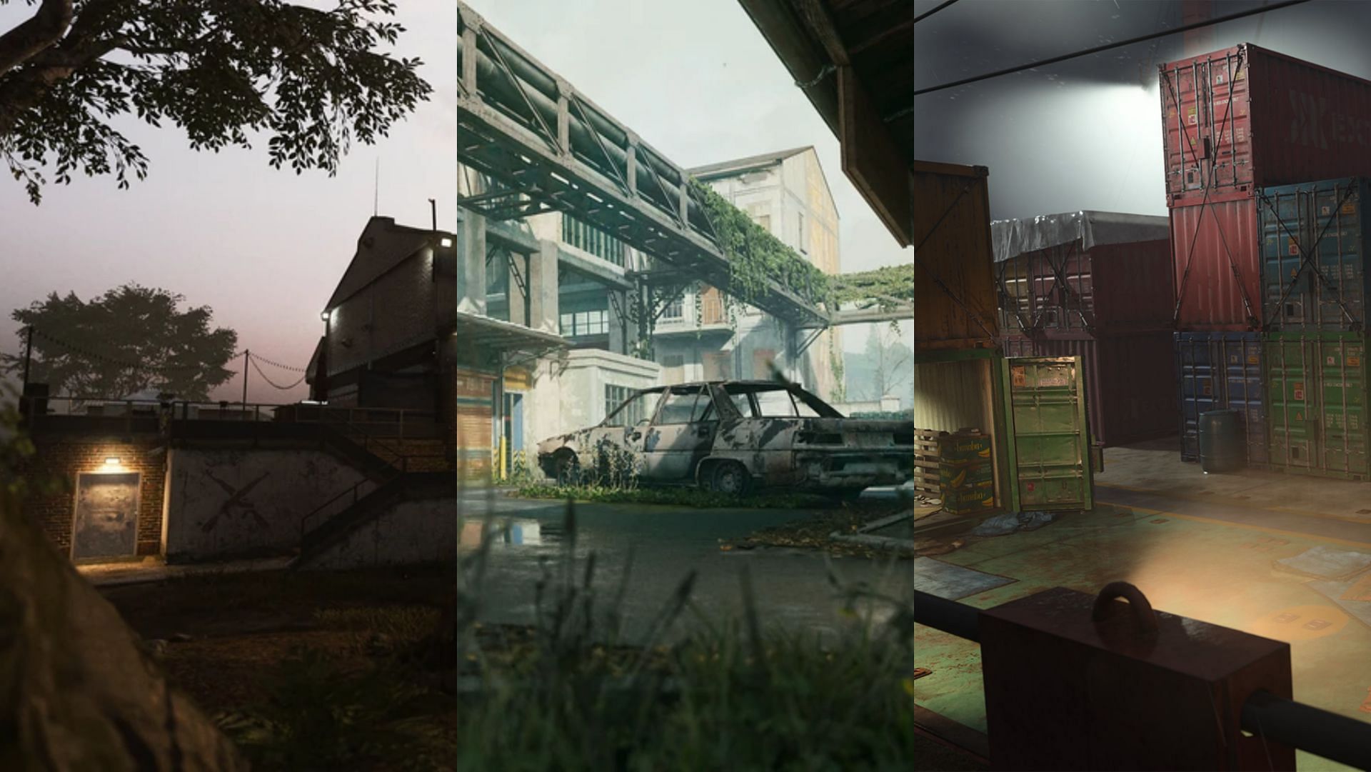 El Asilo, Farm 18, and Shipment as playable maps during free multiplayer access (Images via Activision)