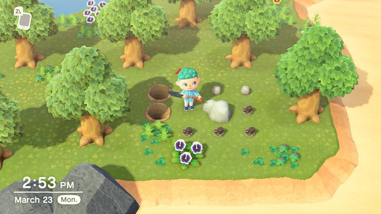 Dig holes to get more Iron Nuggets in Animal Crossing: New Horizons (Image via Nintendo)