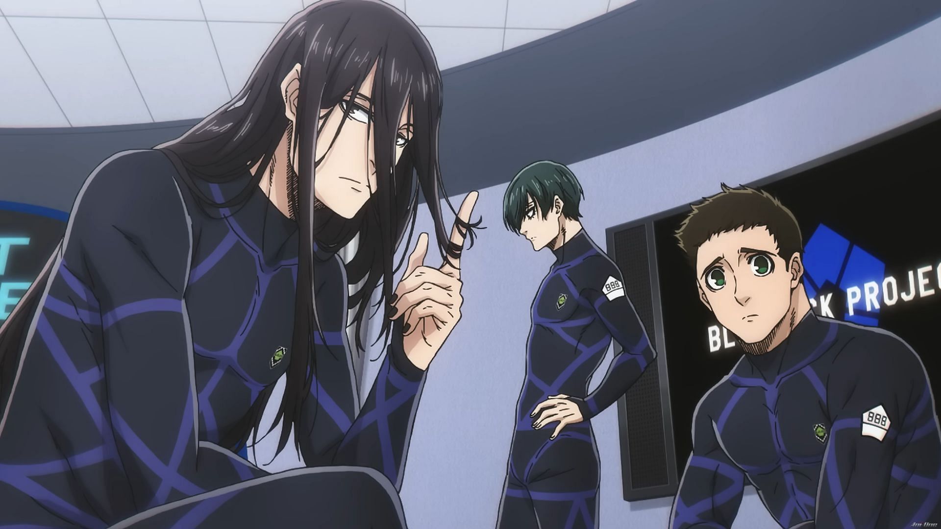 Itoshi Rin, Aryu Jyubei, and Tokimitsu Aoshi as seen in Blue Lock episode 12 (Image via 8bit)