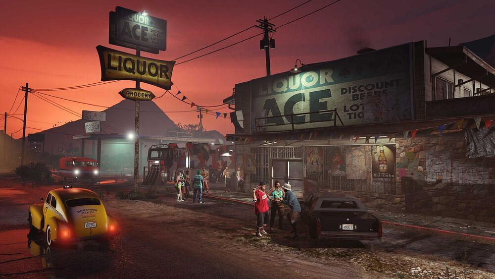 Ace Liquor in Sandy Shores in a picture promoting the upcoming DLC. (Image via Rockstar Games).