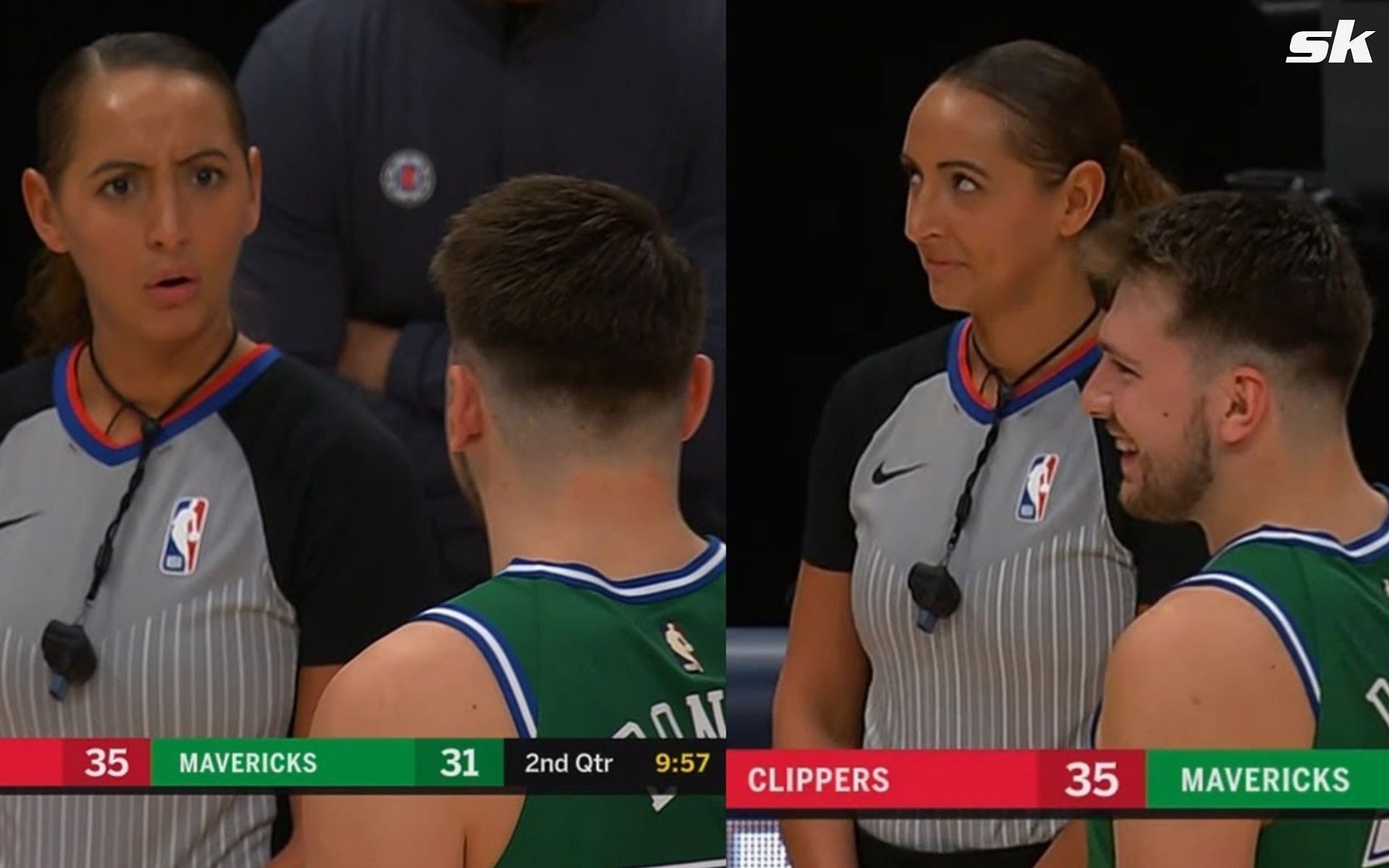 Dallas Mavericks superstar guard Luka Doncic appears to flirt with NBA referee Ashley Moyer-Gleich in a Mavs versus Clippers game on March 17th, 2021