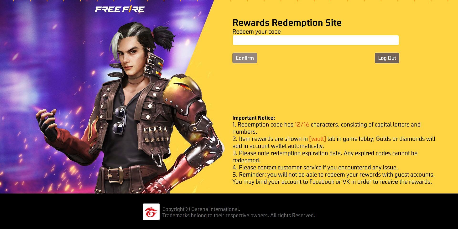 Enter the code accurately into the text field and click confirm (Image via Garena)