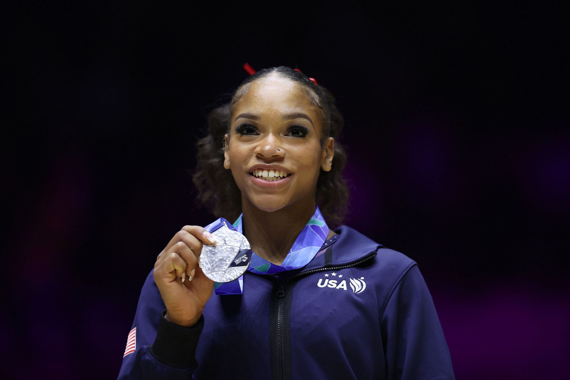 Shilese Jones wins silver at the 2022 Gymnastics World Championships (Photo by Naomi Baker/Getty Images)