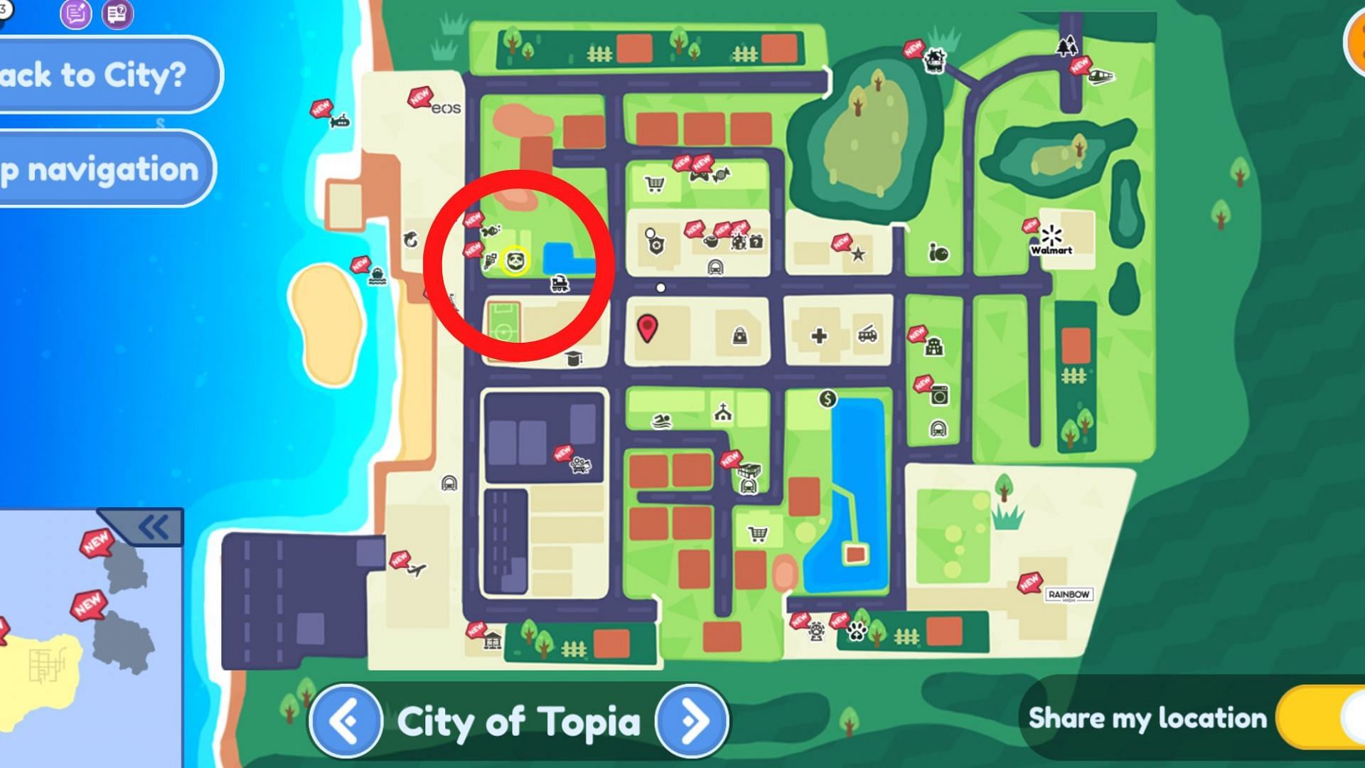 Map location of Zoo (image via Roblox)