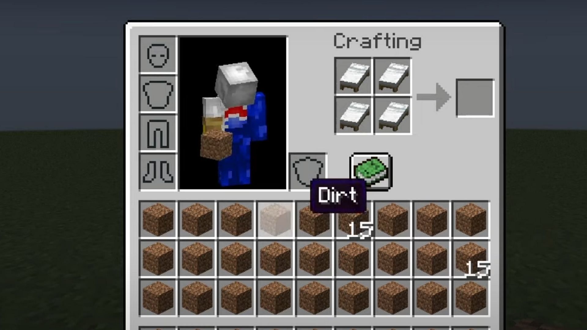 Using the crafting grid as extra storage is a trick some Minecraft vets are aware of (Image via Crafterdark/YouTube)