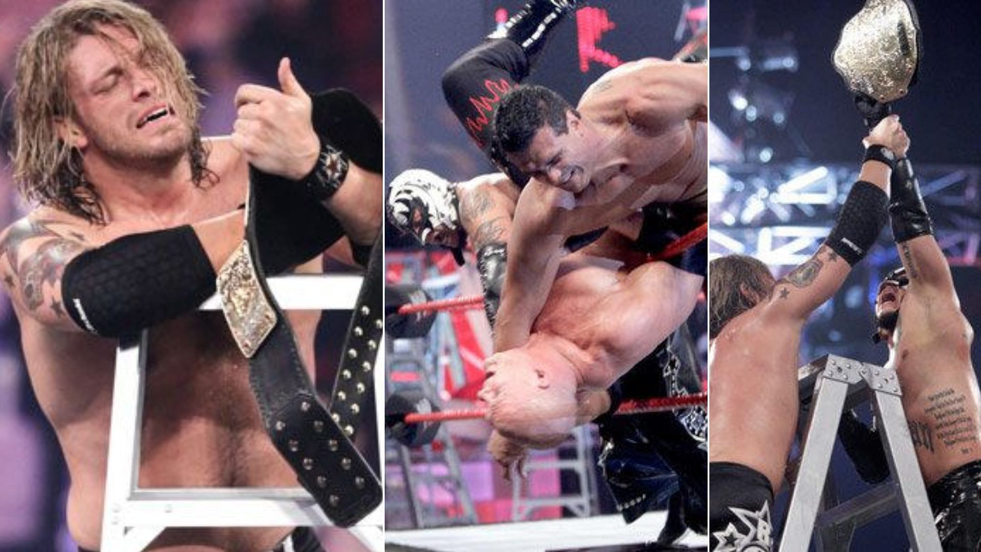 Edge defeated Kane, Alberto Del Rio &amp; Rey Mysterio in a TLC match to win the sixth world title