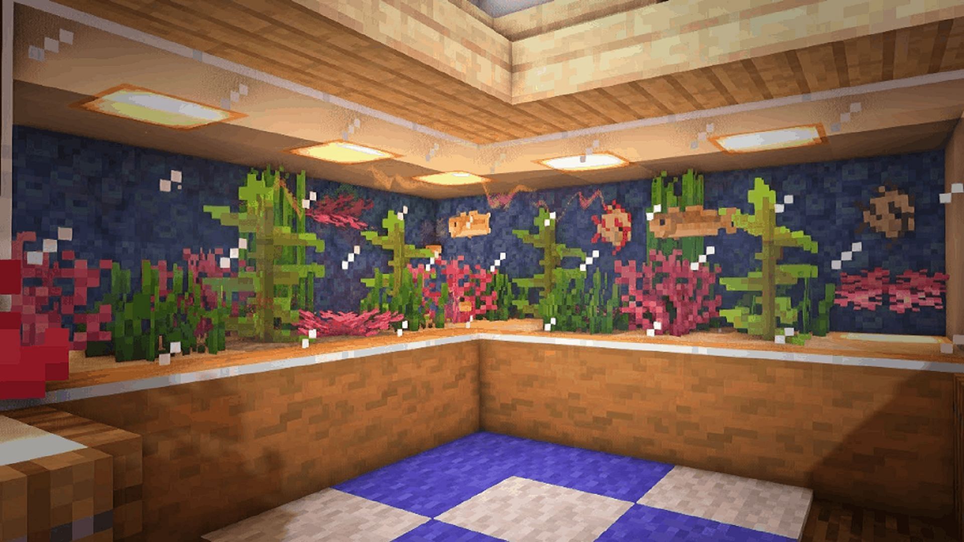 An aquarium is a fun Minecraft project that can even include live fish (Image via VexelVille/YouTube)