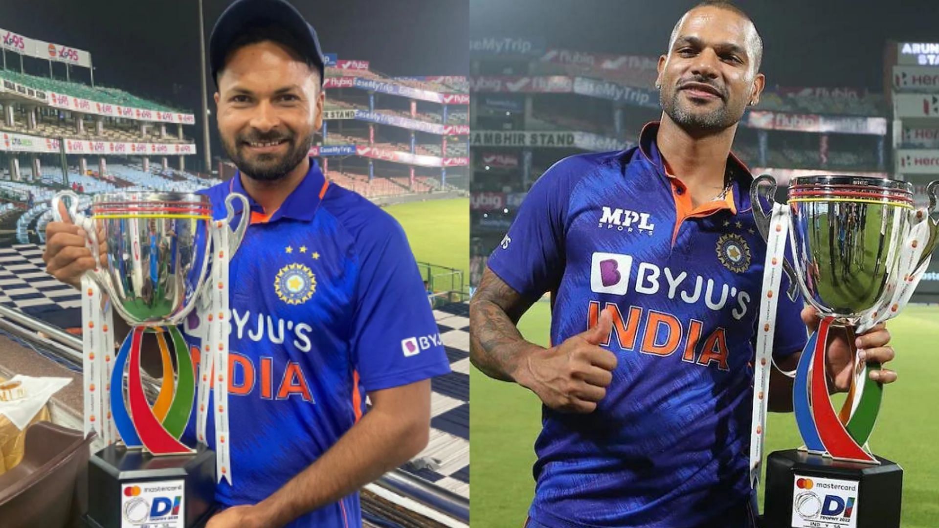 Mukesh Kumar (L) &amp; Shikhar Dhawan (P.C.:Instagram &amp; Twitter)